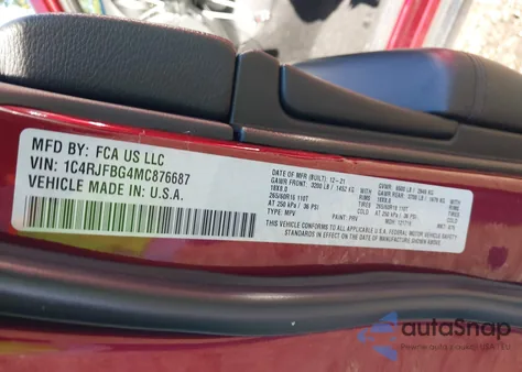 2021 Jeep Grand Cherokee Limited 4X4 from USA, damaged, VIN 1C4RJFBG4MC876687